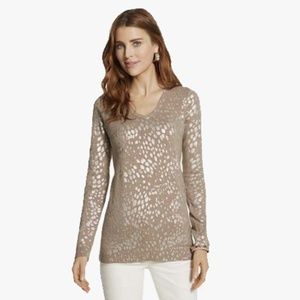 Chico's Foil Printed V-Neck Sweater